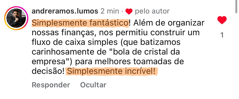 Avaliação de cliente do MPF Empresas