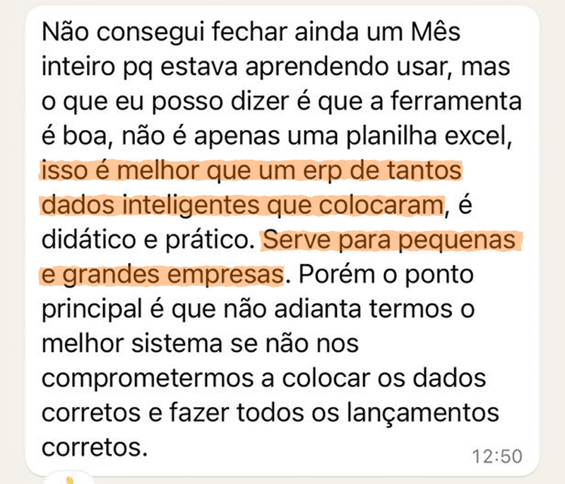 Avaliação de cliente do MPF Empresas