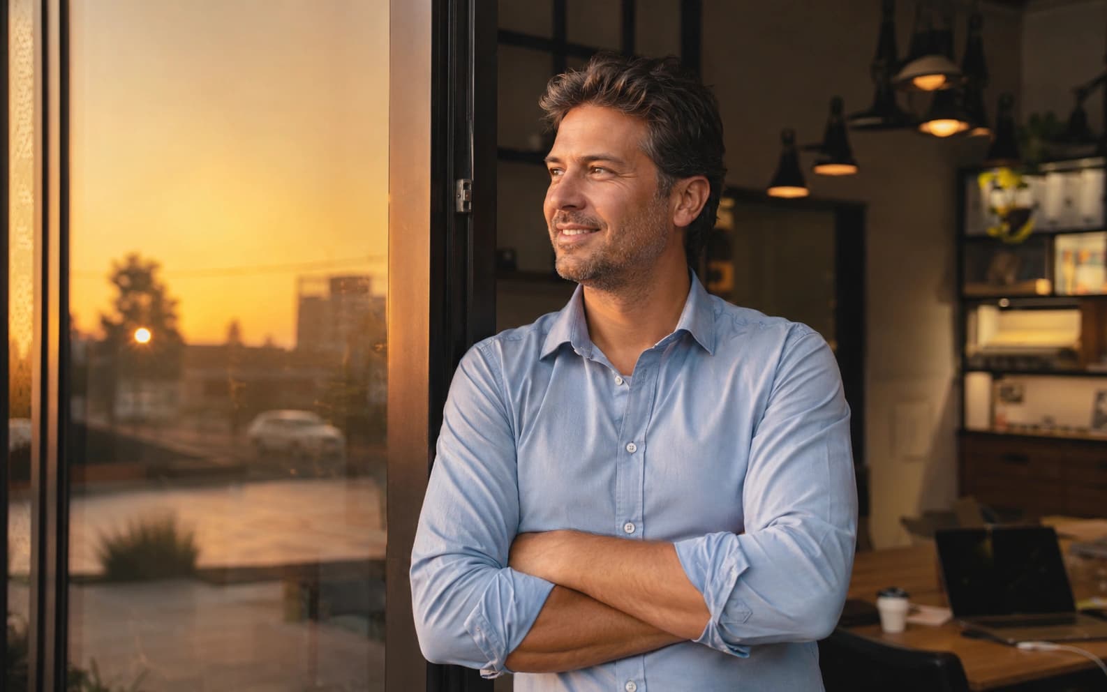Empresário acompanhando os números do próprio negócio com tranquilidade